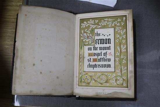 Bible in English - The Sermon on the Mount, illuminated by Owen Jones, 8vo, original blind stamped morocco,